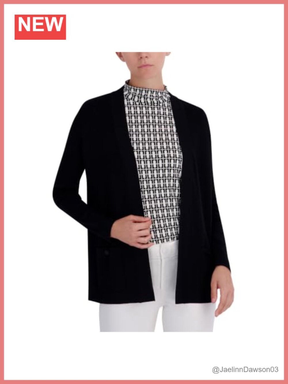 Anne Klein Malibu Two Pocket Cardigan Long Sleeve Open Neck Knit